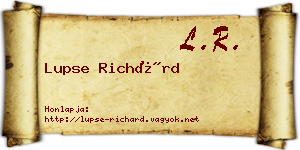Lupse Richárd névjegykártya